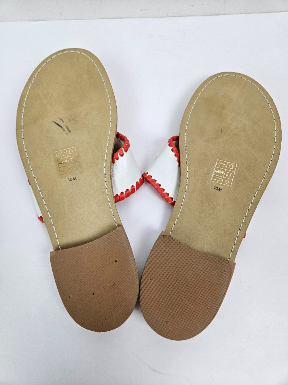 Jack Rogers Red/White Leather Embroidered Crab Sandal 10 - Picture 14 of 14